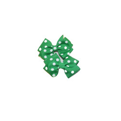 Bow Barrette Hair Clip - Green with White Polka Dots - By Enchanted Gardens