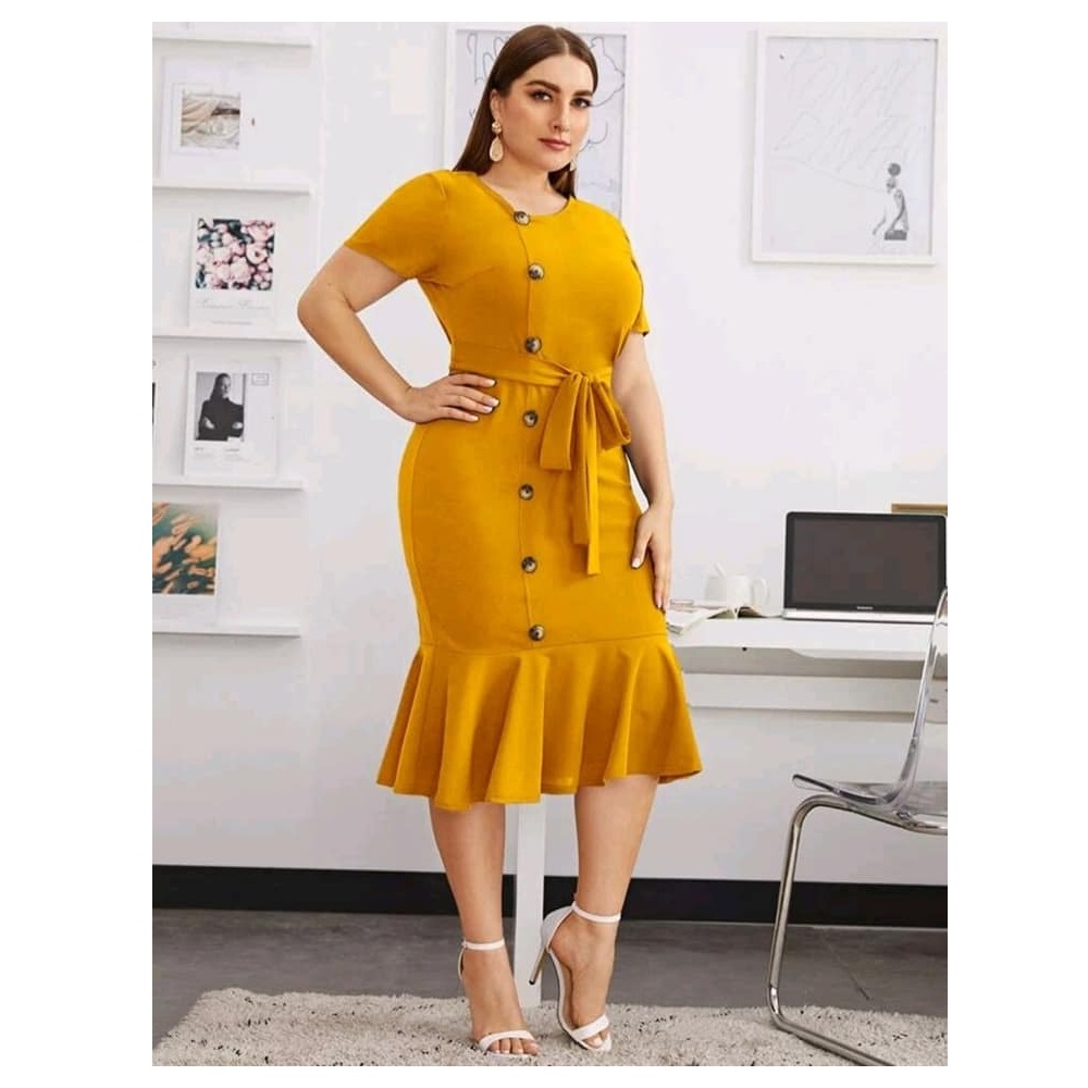 dress-medium-length-plus-size-mustard-work-attire-