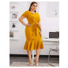 Dress - Medium Length - Plus Size - Mustard - Work Attire