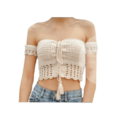 Ladies Tops - Crochet Off The Shoulder Top - Size S