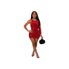 Red One Shoulder Dress - One Shoulder Long Sleeved - Bodycon - Mini Dress