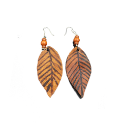 Leather Earring - Straight Veined 