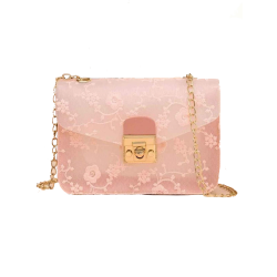 Pink Cluch with Gold Chain Strap 