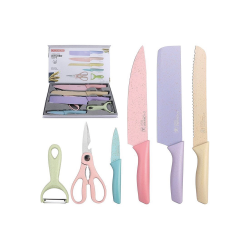 Kitchen Knives Set - 6 Pieces Colored Kitchen Knives - High-Grade Stainless Steel, Sharp Colorful Chef Knife Set.