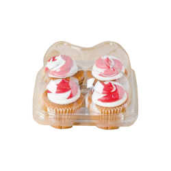 Cupcake Container - High Dome - 4 Compartment