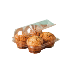 Muffin Container - High Dome - 4 Compartment