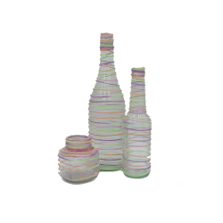 Decorative - Multi Colored Wrapped Twine - 3 Bottle Set 
