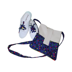Cross Body Bag with Snap Closure & Matching Shoe Laces - A Deep Ocean - African Print