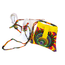 Cross Body Bag with Snap Closure & Matching Shoe Laces - A Rising Sun - African Print