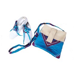 Cross Body Bag with Snap Closure & Matching Shoe Laces - The Sky - African Print