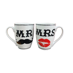 Coffee Mugs - Mr and Mrs Couples - Ceramic Coffee Cups for Bride and Groom - Husband and Wife - Wedding, Engagement, Anniversary, Gift for Newlyweds & Parents.
