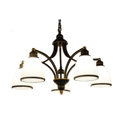 Chandelier - 5 Lamp Decorative - Iron & Glass - 530x460mm 