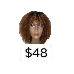Brazilian Hair - Wig - Short - Neck Length - Golden Brown - Fine Crimp Curls