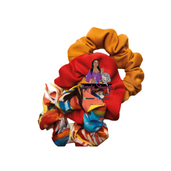 Scrunchie Set - Three Pieces - Copper - Red - Multicolor(white, pink, blue)