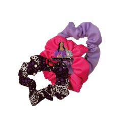 Scrunchie Set - Three Pieces - Purple - Pink - Multicolor(black, white)	